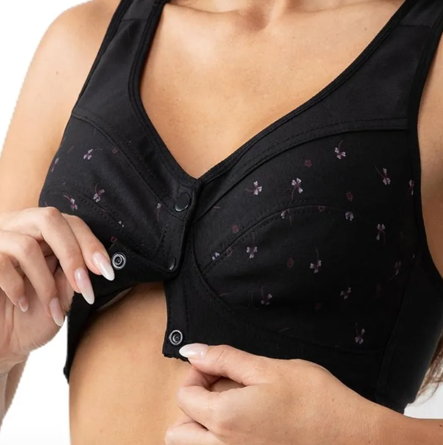 Comfortable Front Open Button Bra for Women - 3 Button Maternity Nursing Front Open Padded Non Wired Bra for Women