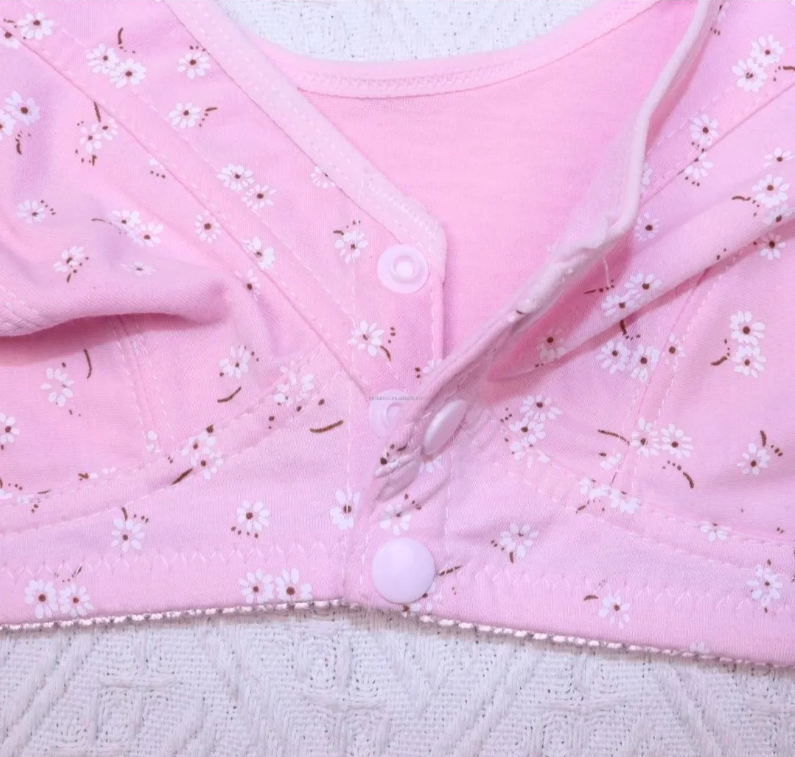 Comfortable Front Open Button Bra for Women - 3 Button Maternity Nursing Front Open Padded Non Wired Bra for Women